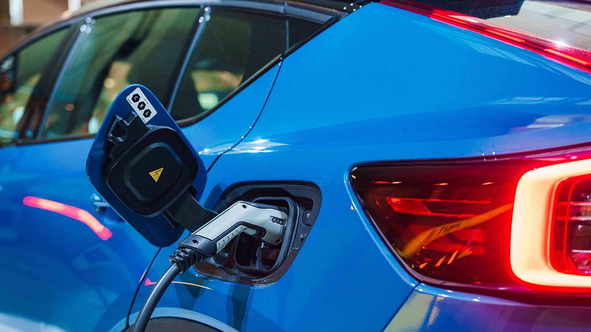 Blue Car Charging